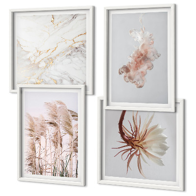 Billedsæt med ramme Elegant græsblomster marmor