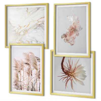 Billedsæt med ramme Elegant græsblomster marmor