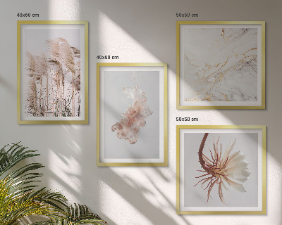 Billedsæt med ramme Elegant græsblomster marmor