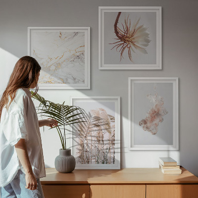 Billedsæt med ramme Elegant græsblomster marmor