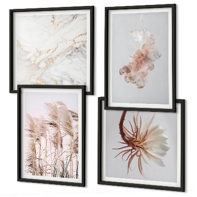 Billedsæt med ramme Elegant græsblomster marmor