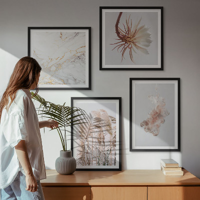 Billedsæt med ramme Elegant græsblomster marmor