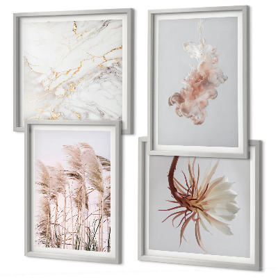 Billedsæt med ramme Elegant græsblomster marmor