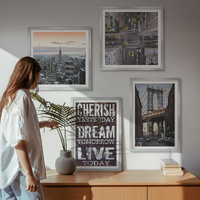 Billedvæg over sofa Citat om landskaber i New York