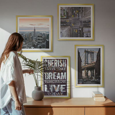Billedvæg over sofa Citat om landskaber i New York