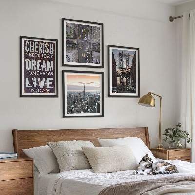 Billedvæg over sofa Citat om landskaber i New York
