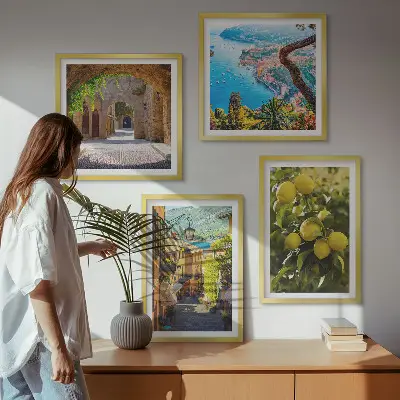 Gader ved havet, et hav af citroner billedvæg til ophængning over sofaen