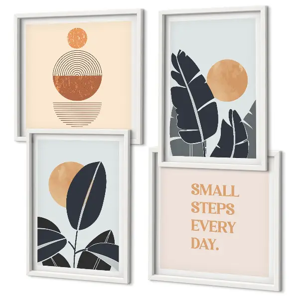 Billedsæt med ramme store minimalistiske plakater med plantemønstre