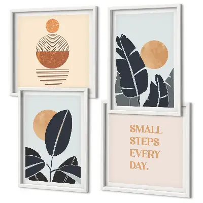 Billedsæt med ramme store minimalistiske plakater med plantemønstre
