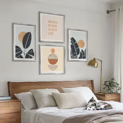 Billedsæt med ramme store minimalistiske plakater med plantemønstre