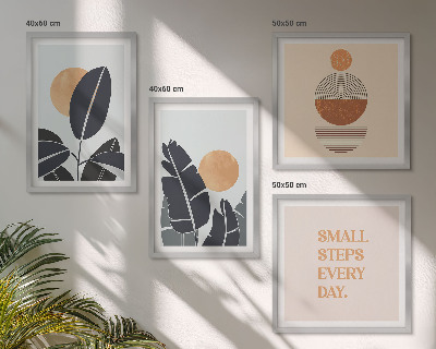 Billedsæt med ramme Plantemønstre store minimalistiske sole