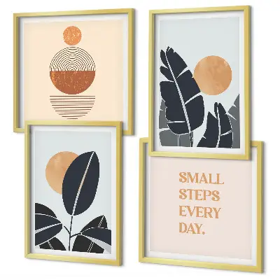 Billedsæt med ramme store minimalistiske plakater med plantemønstre