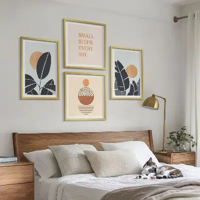 Billedsæt med ramme store minimalistiske plakater med plantemønstre