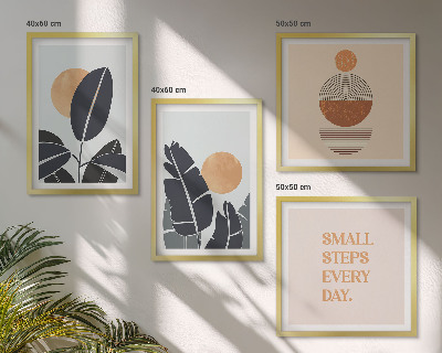 Billedsæt med ramme Plantemønstre store minimalistiske sole