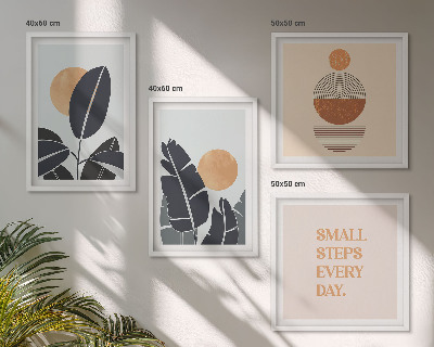 Billedsæt med ramme Plantemønstre store minimalistiske sole