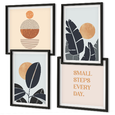 Billedsæt med ramme Plantemønstre store minimalistiske sole