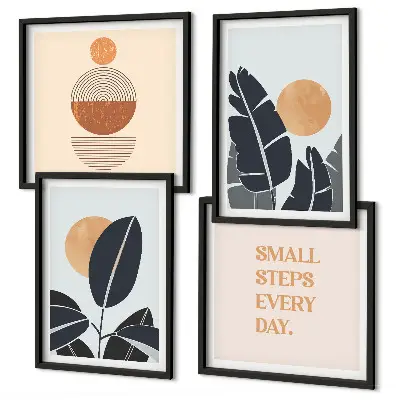 Billedsæt med ramme store minimalistiske plakater med plantemønstre