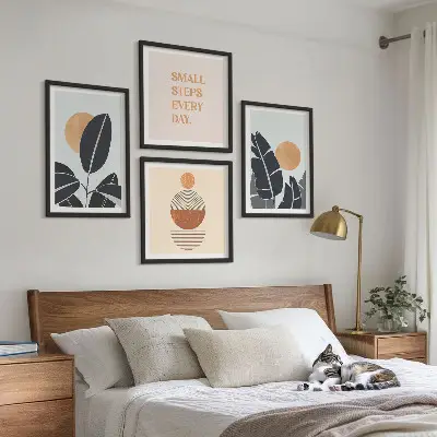 Billedsæt med ramme store minimalistiske plakater med plantemønstre