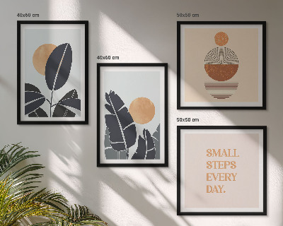 Billedsæt med ramme Plantemønstre store minimalistiske sole