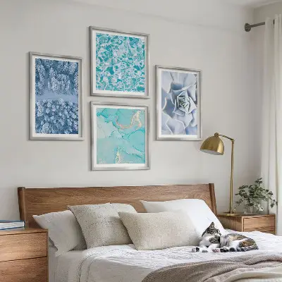 Vinterskov Blå Blomst billedvæg til over sofaen