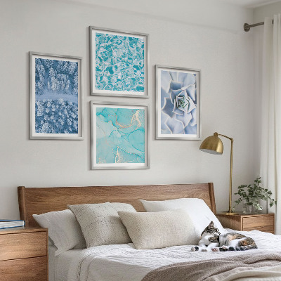 Billedvæg over sofa Vinterskov Blå Blomst