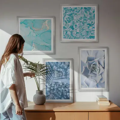 Vinterskov Blå Blomst billedvæg til over sofaen