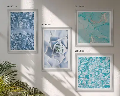 Vinterskov Blå Blomst billedvæg til over sofaen