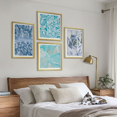 Billedvæg over sofa Vinterskov Blå Blomst