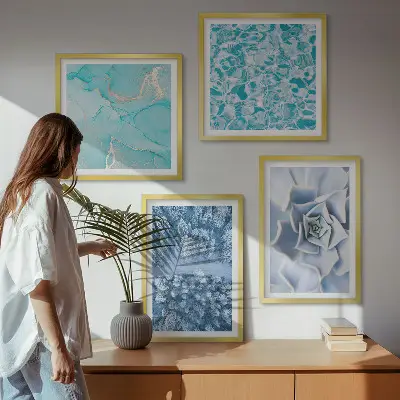 Vinterskov Blå Blomst billedvæg til over sofaen