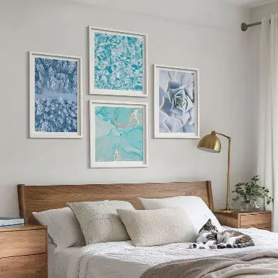 Vinterskov Blå Blomst billedvæg til over sofaen