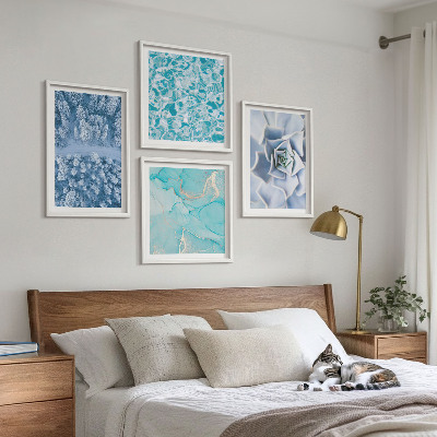 Billedvæg over sofa Vinterskov Blå Blomst