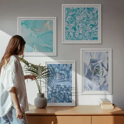 Vinterskov Blå Blomst billedvæg til over sofaen
