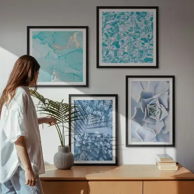 Vinterskov Blå Blomst billedvæg til over sofaen