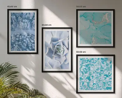 Vinterskov Blå Blomst billedvæg til over sofaen
