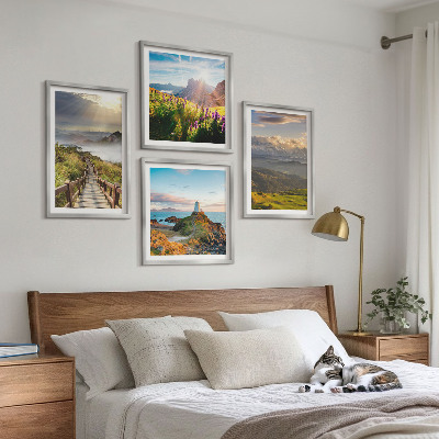 Billedvæg over sofa Bjergblomster himmelsti
