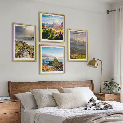 Billedvæg over sofa Bjergblomster himmelsti