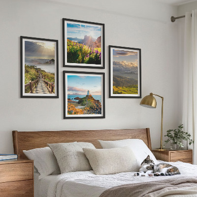 Billedvæg over sofa Bjergblomster himmelsti