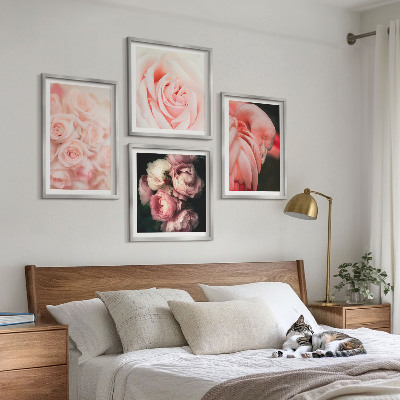 Billedsæt med ramme Pastelrosa flamingoer