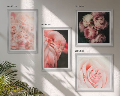 Billedsæt med ramme Pastelrosa flamingoer