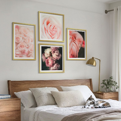 Billedsæt med ramme Pastelrosa flamingoer