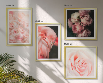 Billedsæt med ramme Pastelrosa flamingoer