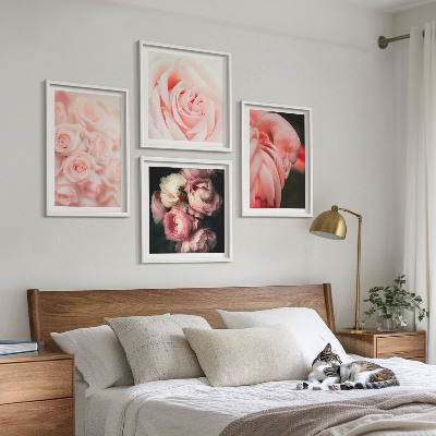 Billedsæt med ramme Pastelrosa flamingoer