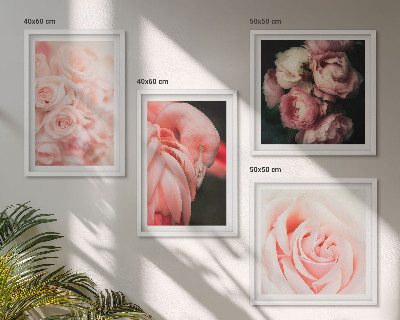 Billedsæt med ramme Pastelrosa flamingoer