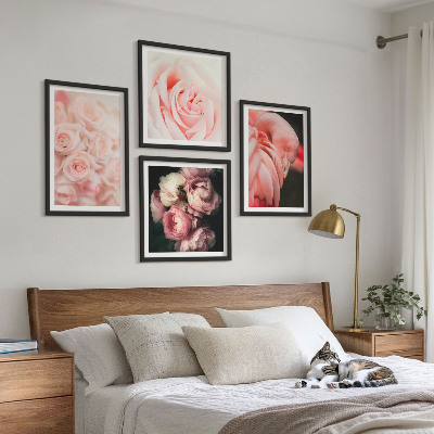 Billedsæt med ramme Pastelrosa flamingoer