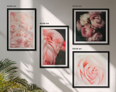 Billedsæt med ramme Pastelrosa flamingoer