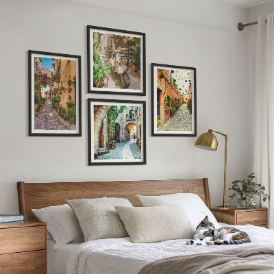 Billedvæg over sofa Charmerende italienske gader og blomster
