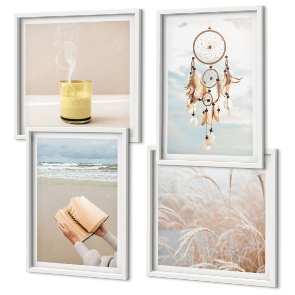 Billedsæt med ramme Sommerlandskaber i boho-stil