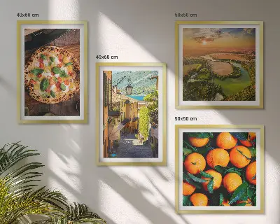 Billedsæt med ramme italienske floder, gader og bakker