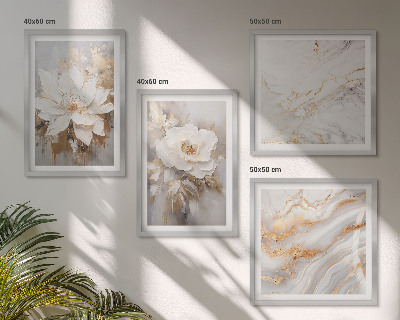 Billedvæg over sofa Blomster abstrakt marmor