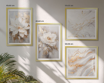 Billedvæg over sofa Blomster abstrakt marmor